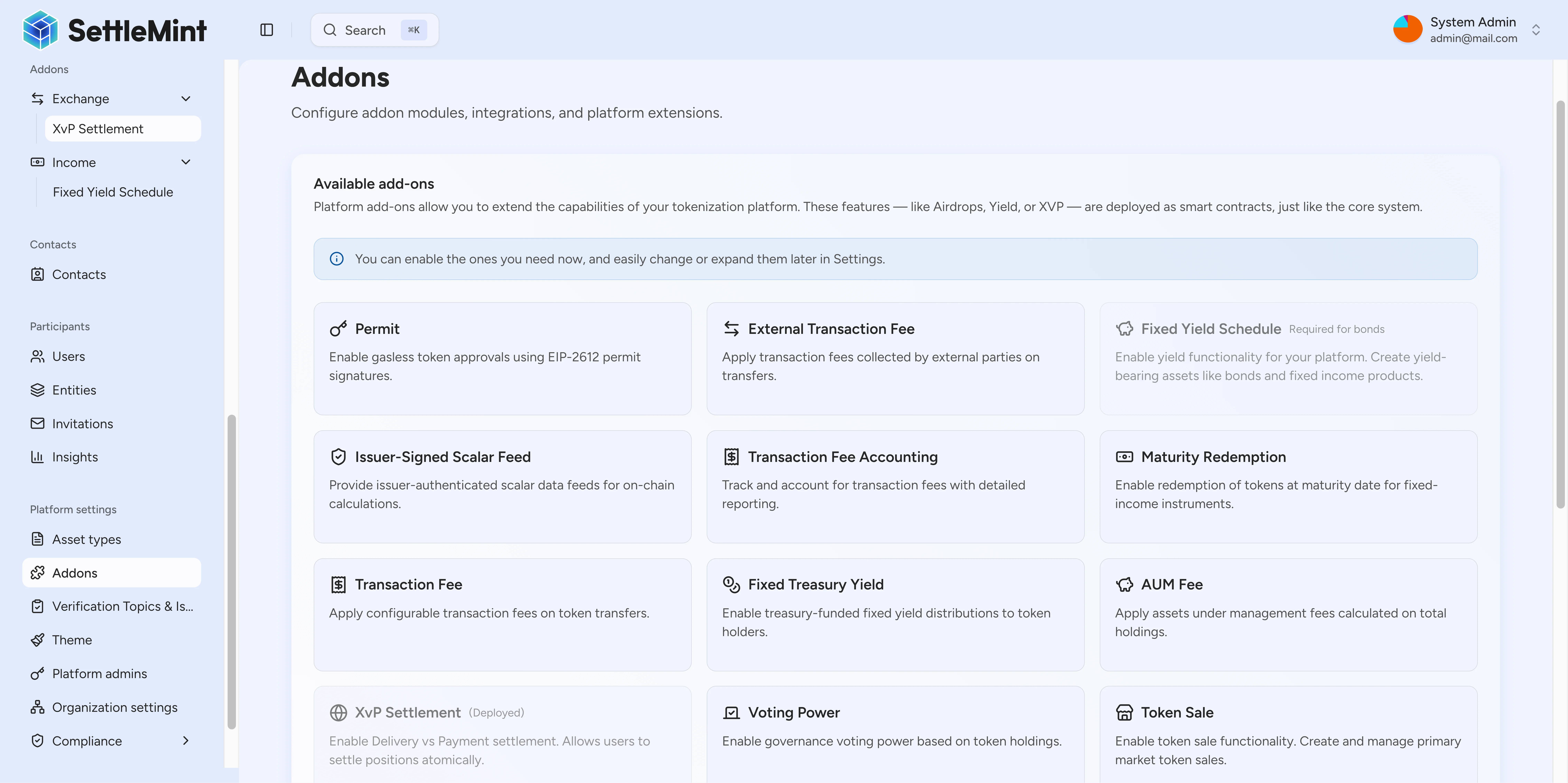 System updates lists the components that are not yet on your system